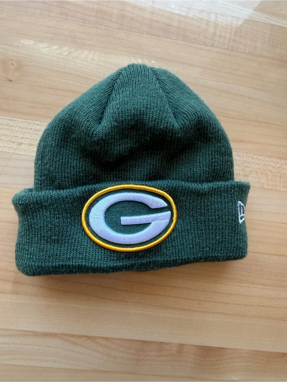 Green Bay Packers New Era Green Knit Beanie with Yellow & White G Size Infant